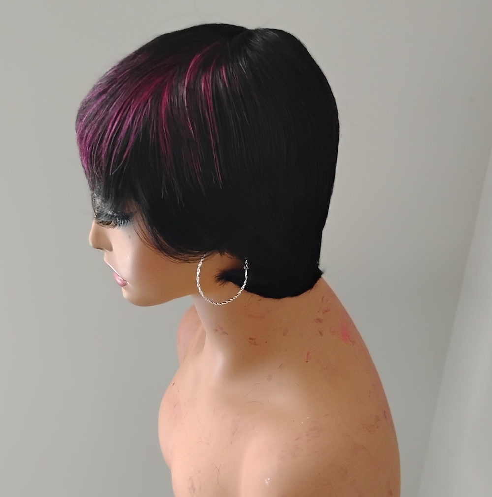 Stylish Black and Pink Women's Wig - Picture 5 of 6